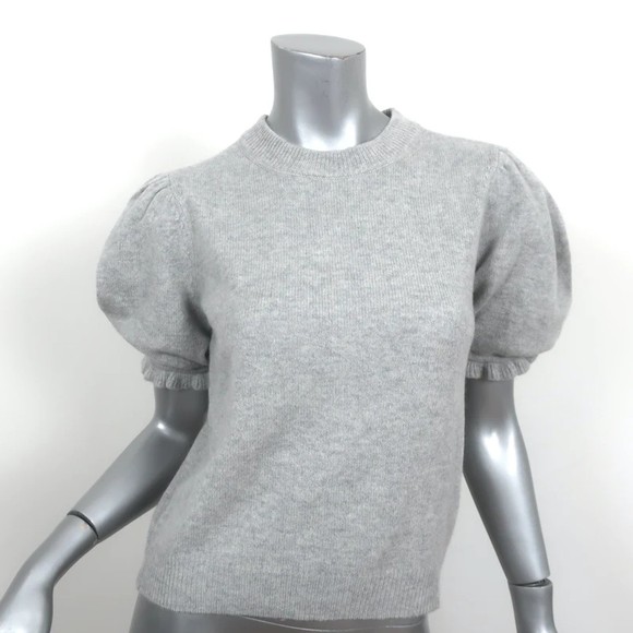 Frame Denim Tops - FRAME Ruffle Puff Sleeve Cashmere Sweater Top Heather Gray Size Small NEW